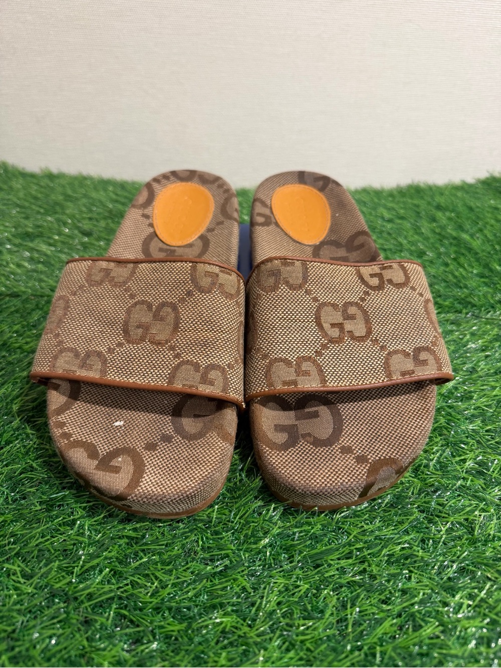 Brown Monogram Kids Slide Sandals